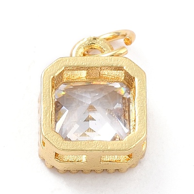 Real 18K Gold Plated Brass Inlaid Cubic Zirconia Charms ZIRC-L100-073G-07-1