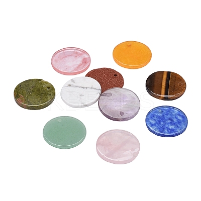 10Pcs 10 Style Mixed Gemstone Pendants G-CJ0001-32-1