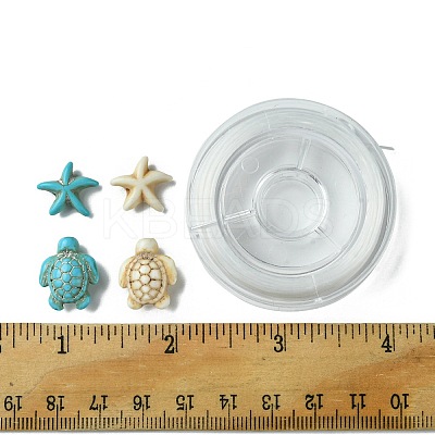 DIY Synthetic Turquoise Turtle & Starfish Stretch Bracelet Making Kits DIY-FS0005-60-1