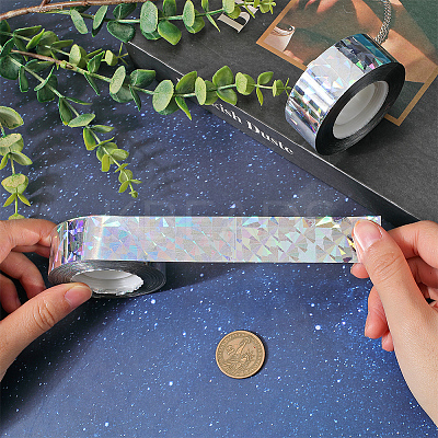 Holographic Laser Shining Bopp PET Plastic Scrapbook Decorative Adhesive Tapes AJEW-WH20010-47B-02-1