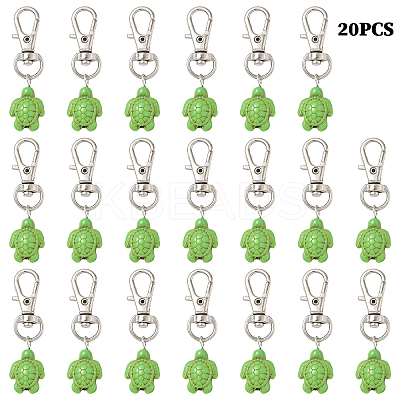 20Pcs Tortoise Synthetic Turquoise Pendant Decorations HJEW-YW00121-01-1