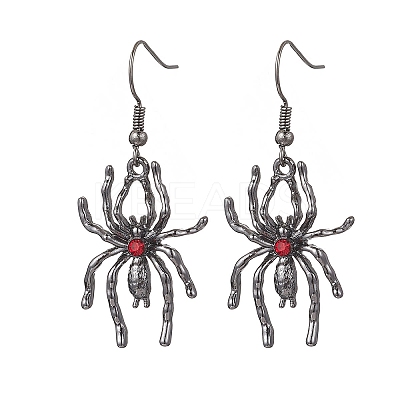 Alloy Rhinestone Spider Dangle Earrings EJEW-JE06655-01-1