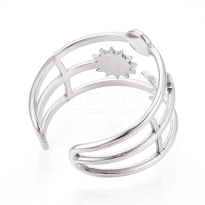 304 Stainless Steel Cuff Rings Components X-STAS-N113-03P-1