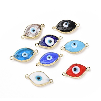 Handmade Horse Eye Evil Eye Lampwork Links Connectors LAMP-P057-07G-1