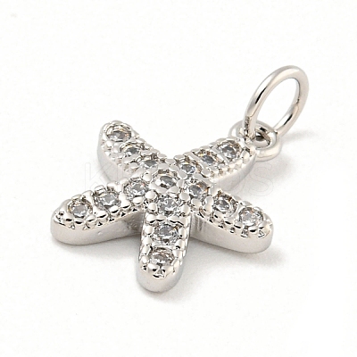 Rack Plating Brass Micro Pave Clear Cubic Zirconia Pendants KK-B093-02H-P-1