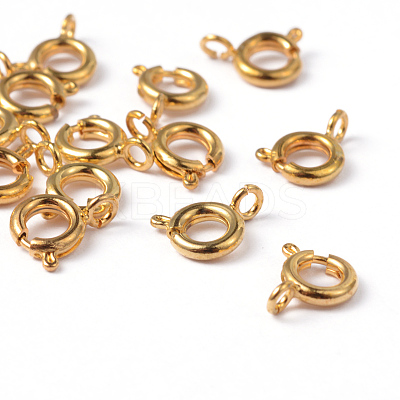 Golden Tone Jewelry Components Brass Spring Ring Clasps X-EC095-G-1