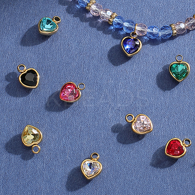 18Pcs 9 Colors 304 Stainless Steel with Rhinestone Pendants STAS-BBC0007-01-1