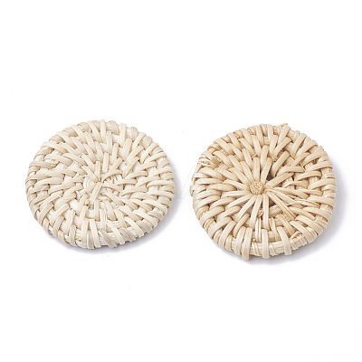Handmade Reed Cane/Rattan Woven Beads WOVE-Q075-20-1