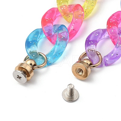 Transparent Glitter Powder Acrylic Curb Chain for DIY Keychains HJEW-JM00400-07-1