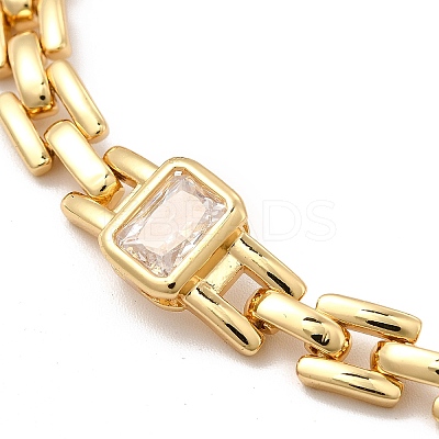 Glass Rectangle Link Chain Bracelet with Panther Chains BJEW-I309-01-1