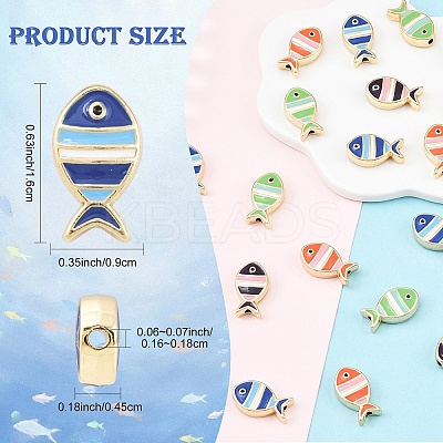 20Pcs Light Gold Tone Alloy Enamel Beads FIND-YW0010-21-1