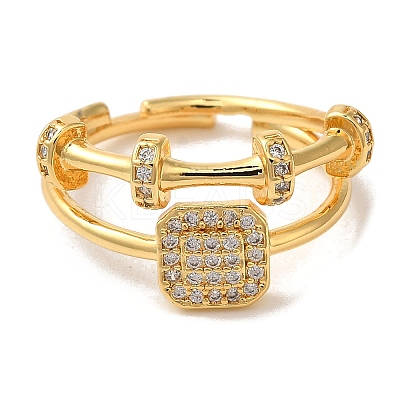 Adjustable Brass Micro Pave Cubic Zirconia Rings for Women RJEW-G325-03G-B-1