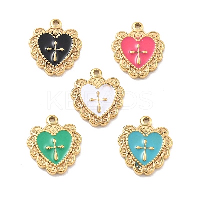304 Stainless Steel Enamel Pendants STAS-M092-12G-1