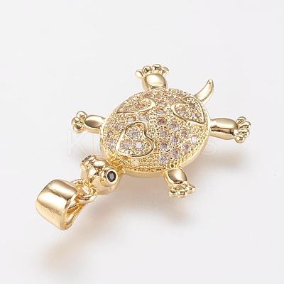 Brass Micro Pave Cubic Zirconia Pendants ZIRC-G104-23G-1