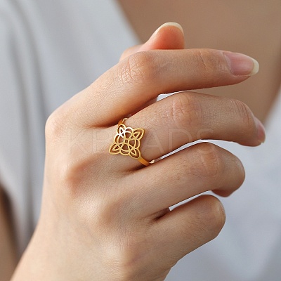 Sailor's Knot 304 Stainless Steel Hollow Adjustable Ring for Women LS-RJEW-E073-04G-1