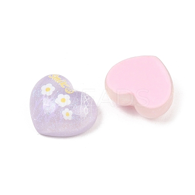 Printed Transparent Resin & Glitter Powder Cabochons RE-CBA9CE8-06-1