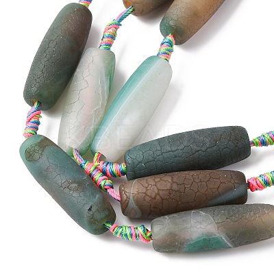 Frosted Natural Green Onyx Agate Beads Strands G-P605-M02-01-1