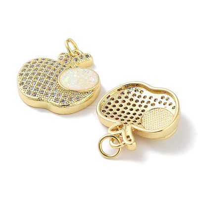 Brass Micro Pave Clear Cubic Zirconia Pendants KK-L213-042G-02-1
