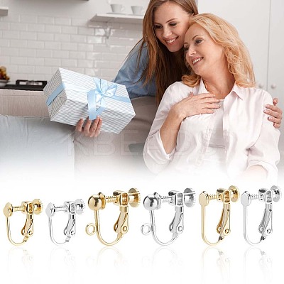 24Pcs 6 Styles Brass Clip-on Earring Findings KK-BBC0019-62-1