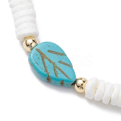 Natutal White Sea Shell Disc Beaded Stretch Bracelets BJEW-JB10551-01-1