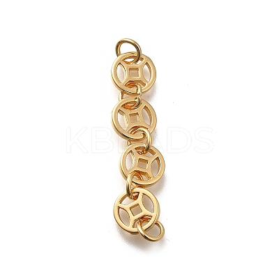 Brass 4 Coins Links Connector Charms KK-K378-68G-1