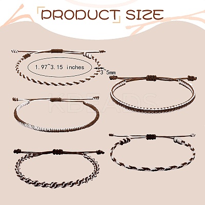 5Pcs 5 Style Nylon Thread Woven Braided Bracelets Set BJEW-SW00052-1