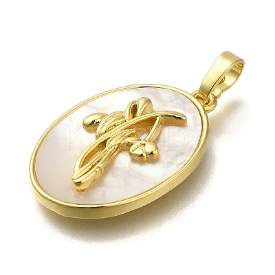 Brass Pave Shell Birth Flower Pendants FIND-I040-04F-1