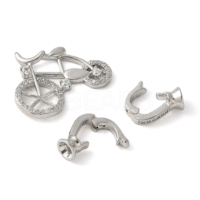 Brass Pave Clear Cubic Zirconia Fold Over Clasps KK-M320-18P-1