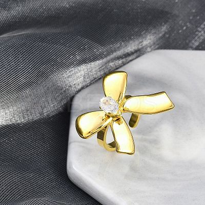 304 Stainless Steel Open Cuff Finger Rings for Women STAS-Z111-06G-1