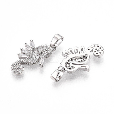 Brass Micro Pave Cubic Zirconia Pendants KK-N257-13P-1