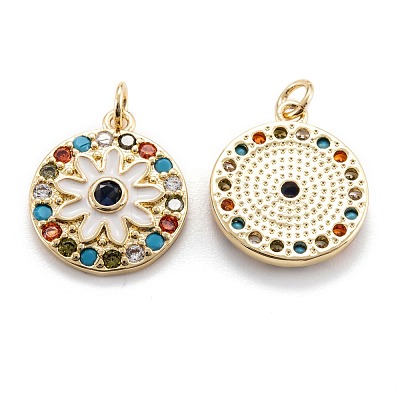Real 18K Gold Plated Brass Micro Pave Cubic Zirconia Pendants ZIRC-M114-51G-01-1