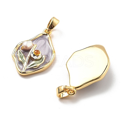 Brass Enamel Pendants KK-B129-25G-02-1