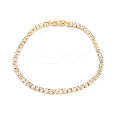 Brass Pave Clear Cubic Zirconia Horse Eye Link Bracelets BJEW-YWC0002-03A-G-1
