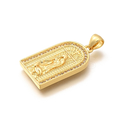 Religion Themed Rack Plating Brass Micro Pave Cubic Zirconia Pendants KK-L226-007G-19-1