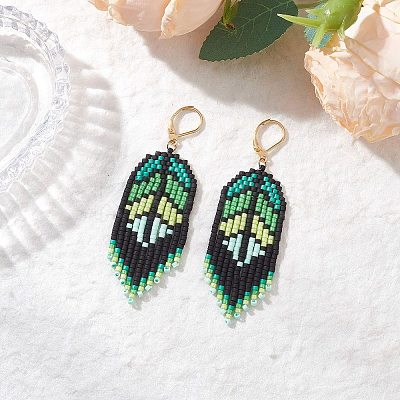 Handmade Glass Seed Beads Dangle Earrings EJEW-MZ00561-1