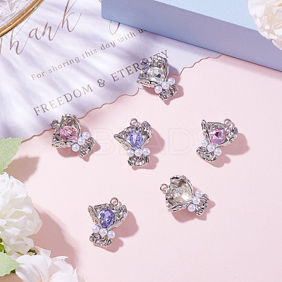 6Pcs 3 Colors Rack Plating Alloy Rhinestone Pendants FIND-TA0005-40-1