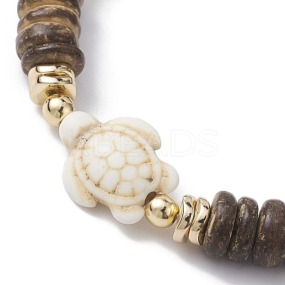 Dyed Natural Lava Rock & Coconut & Synthetic Turquoise Beaded Stretch Bracelet BJEW-JB10061-02-1