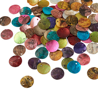 100Pcs 10 Colors Spray Paint Natural Akoya Shell Pendants SHEL-CD0001-01-1