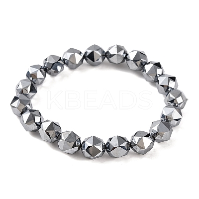 Faceted Star Cut Round Terahertz Stone Beaded Stretch Bracelets for Women Men BJEW-H590-04C-04-1