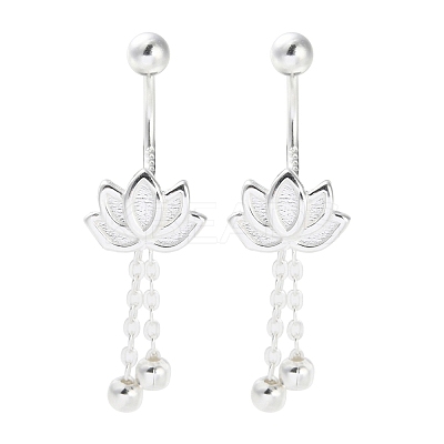 999 Fine Silver Flower Ear Plug Gauges EJEW-P296-09S-1