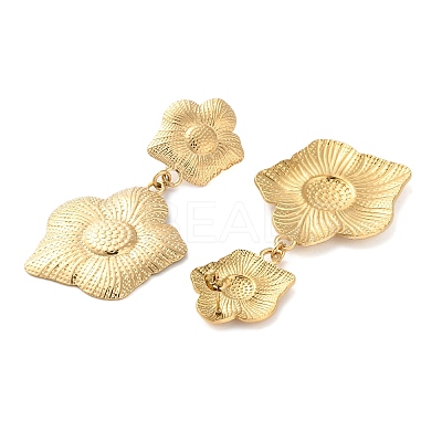 Stainless Steel Flower Stud Earrings for Women EJEW-Z074-03G-1