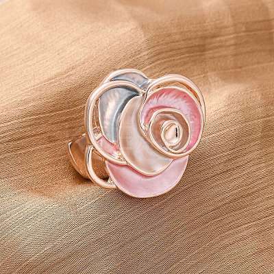 Zinc Alloy & Enamel Finger Rings for Women RJEW-M101-01E-G-1