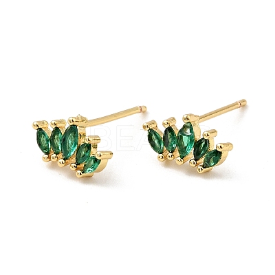 Cubic Zirconia Oval Stud Earrings EJEW-G297-11G-02-1