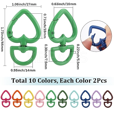 20Pcs 10 Colors Spray Printed Alloy Swivel Clasps FIND-SC0017-41-1