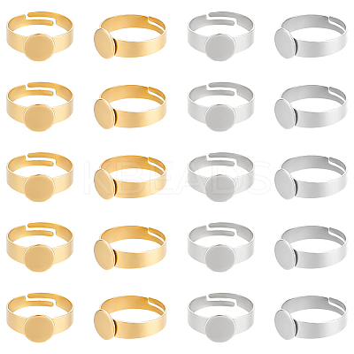 20Pcs 2 Styles Adjustable 304 Stainless Steel Finger Rings Components STAS-UN0057-19B-1