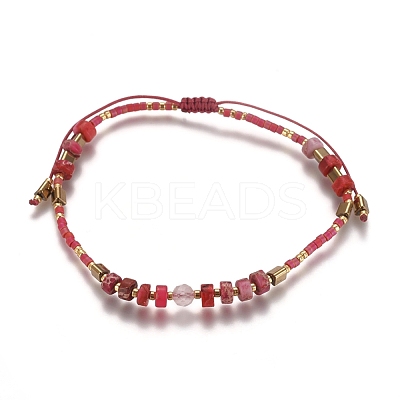 Adjustable Natural Gemstone Braided Bead Bracelets BJEW-L669-C-1