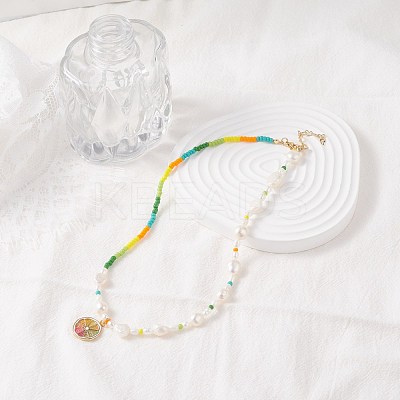 Lemon Slice Enamel Pendant Necklace for Girl Women X1-NJEW-TA00013-1