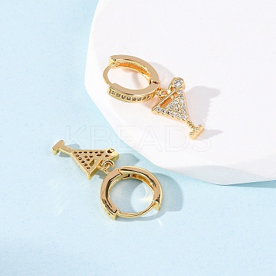Wine Glass Brass Micro Pave Cubic Zirconia Dangle Hoop Earrings EJEW-F384-16G-01-1