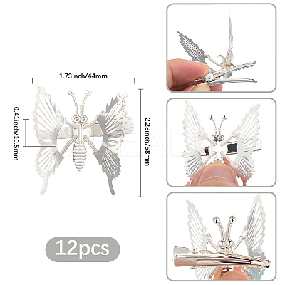 12Pcs Alloy Alligator Hair Clips for Women OHAR-SP0001-06S-1