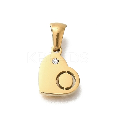 304 Stainless Steel Heart Pendants with Rhinestone STAS-Z103-01G-15-1